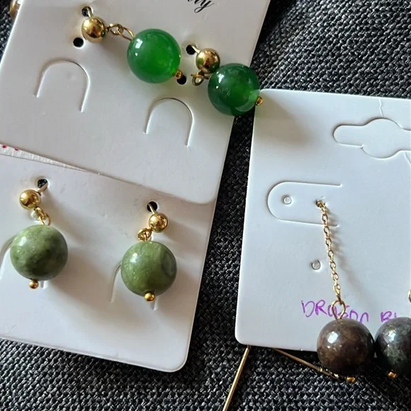 Handmade Natural Stone Earrings Stainless Steel - Picture 5 of 6